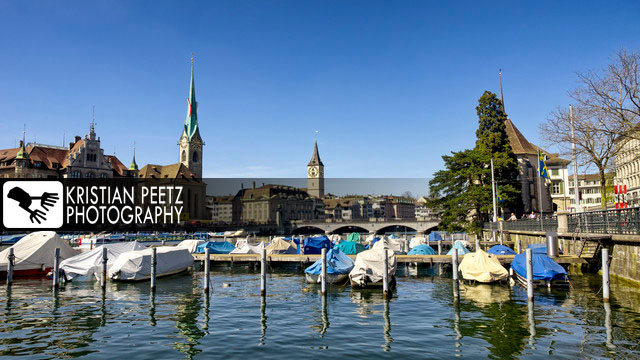View of the skyline of Zurich from the river Limat - copyright: Kristian Peetz